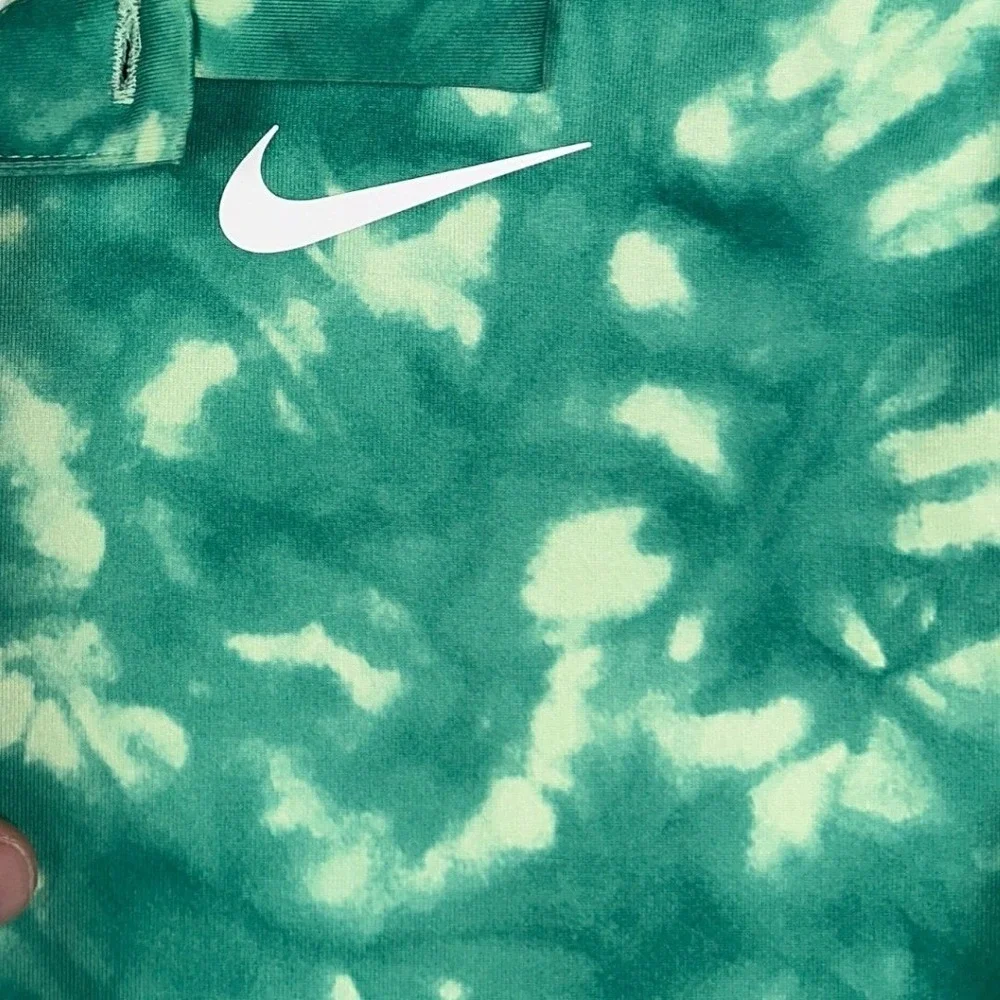 Nike Polo Shirt Mens XL Green Tie-Dye Dri-Fit Golf Standard Fit Rugby Stretch